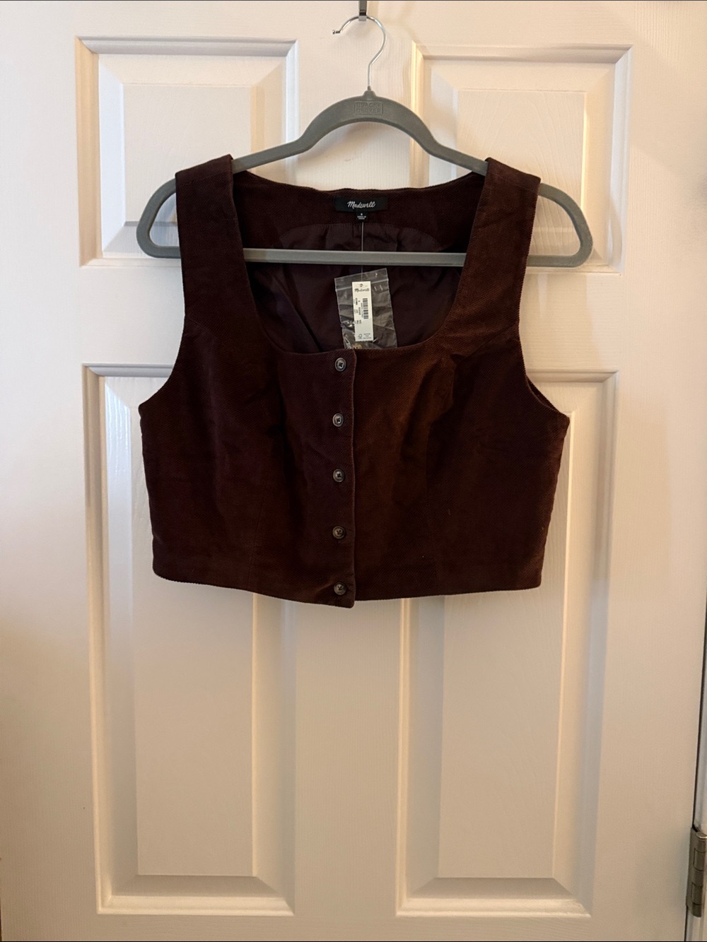 Madewell Brown Cropped Corduroy Button Vest